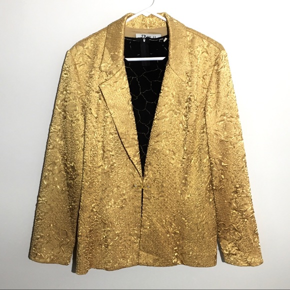 Vintage RIBKOFF Gold Blazer textured evening crystals - Picture 3 of 16
